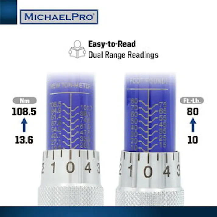 3/8インチドライブ クリックトルクレンチ 10-80 Ft-Lbs 13.6-108.5Nm マイケルプロ MP001219 工具 整備用品 ...