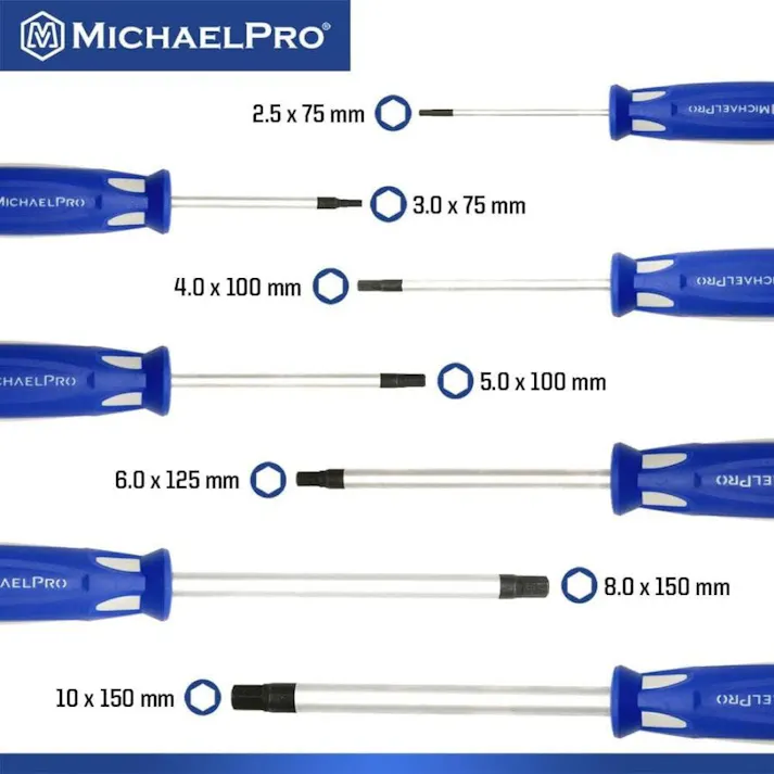 マグネット 六角ドライバーセット(7本組) 工具 整備用品 メンテナンス 修理 DIY 自動車 軽自動車 大型車 自動車やバイクの整備に MP002039 マイケルプロ MichaelPro