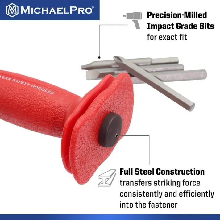 1/2インチドライブ インパクトドライバーセット 10本セット エクストラロングスロット プラスドライバー 六角ビットチャックアダプター 収納ケース付き マイケルプロ MP005044 工具 整備用品 メンテナンス 修理 DIY 自動車 軽自動車 大型車 MichaelPro