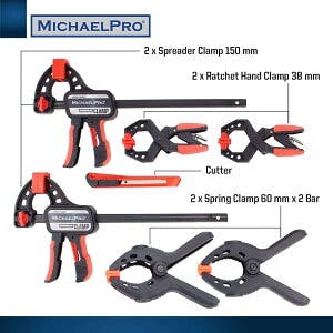 木工用クランプセット 7点セット ラチェット バースプレッダークラ??ンプ 多目的カッター マイケルプロ MP018001 工具 整備用品 メンテナンス 修理 その他の工具 木工用クランプセット 7点セット ラチェット バースプレッダークラ??ンプ 多目的カッター マイケルプロ MP018001 工具 整備用品 メンテナンス 修理 その他の工具