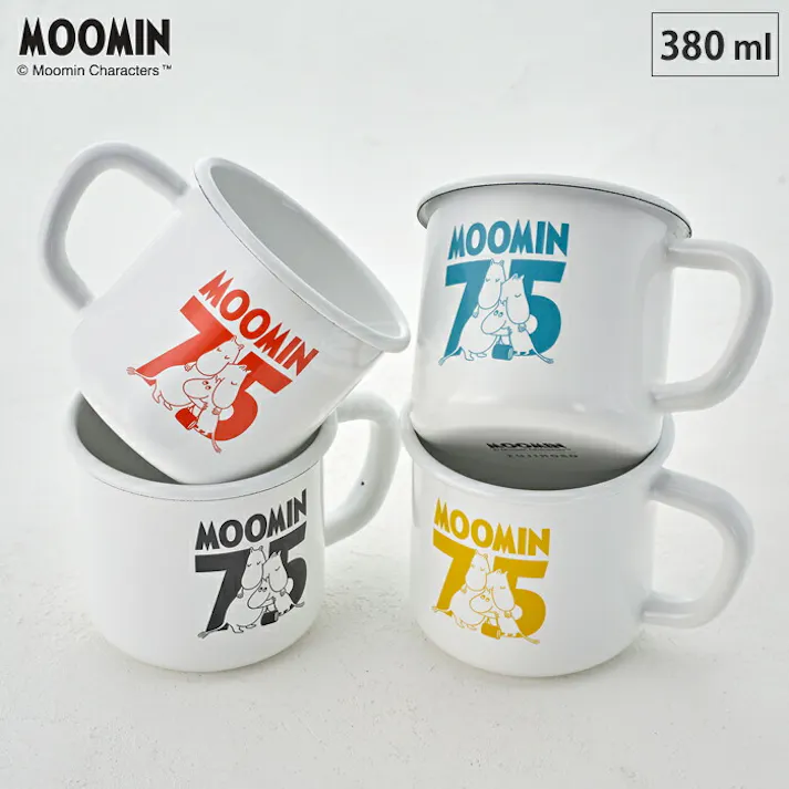 ムーミン75周年限定 マグ イラストロゴ 8cm 380ml 富士ホーロー レッド ホーロー,食器,琺瑯,アウトドア,直火
