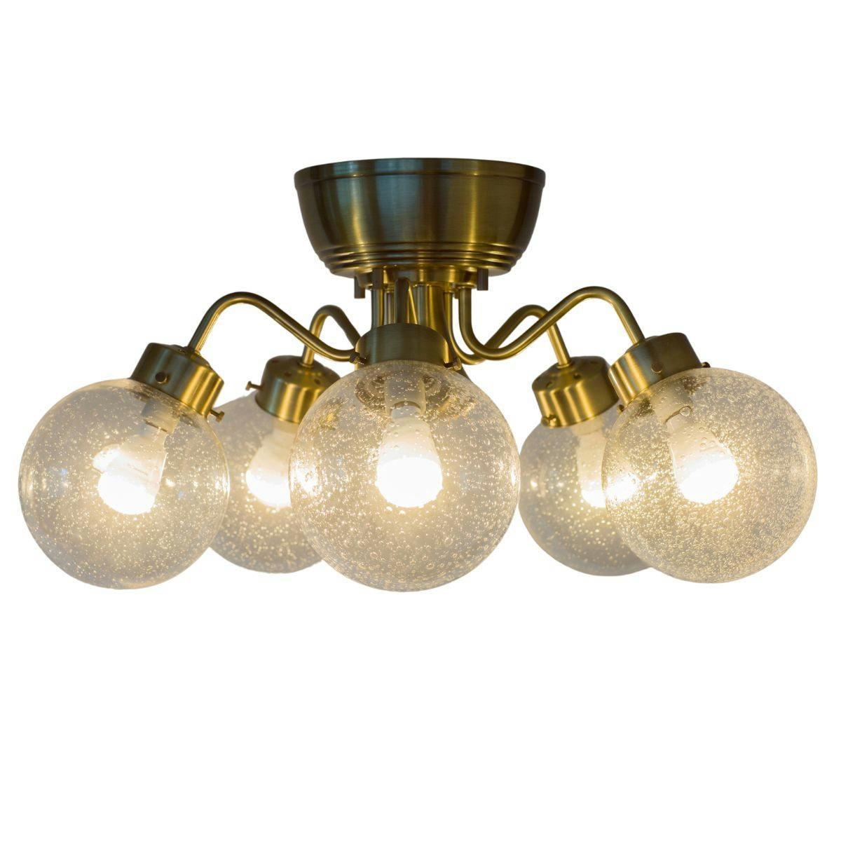 クリスタルゴールドシャンデリア 5灯 村上工作所 CAROL5 シャンデリア 5灯 ゴールド クリアバブル