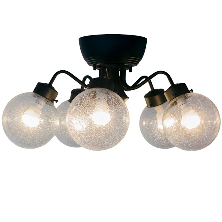 村上工作所 CAROL5 シャンデリア 5灯 ブラック クリアバブル 電球なし MLH-512BK_CB