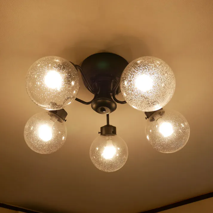 村上工作所 CAROL5 シャンデリア 5灯 ブラック クリアバブル 電球なし MLH-512BK_CB