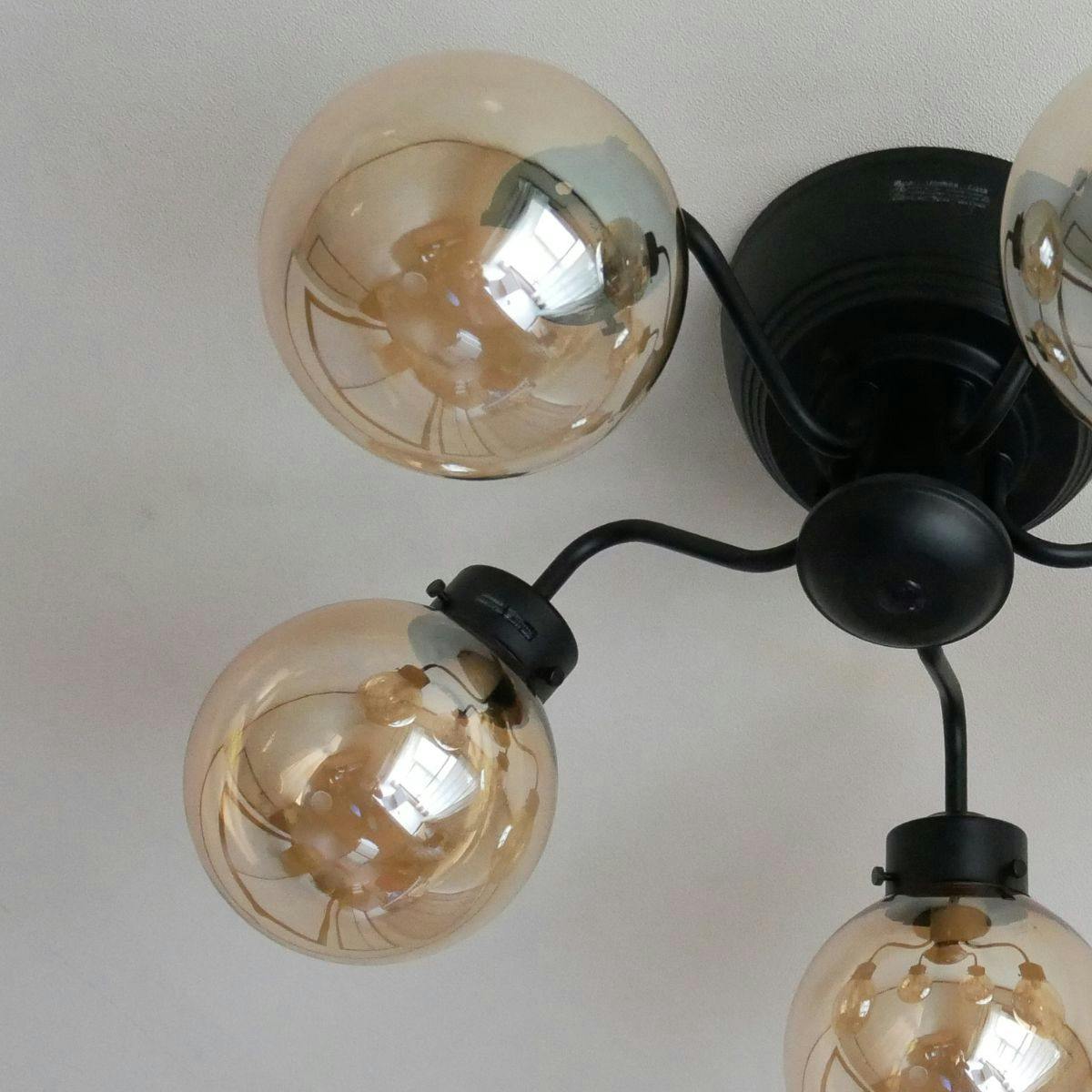 村上工作所 CAROL5 シャンデリア 5灯 ブラック アンバー 電球