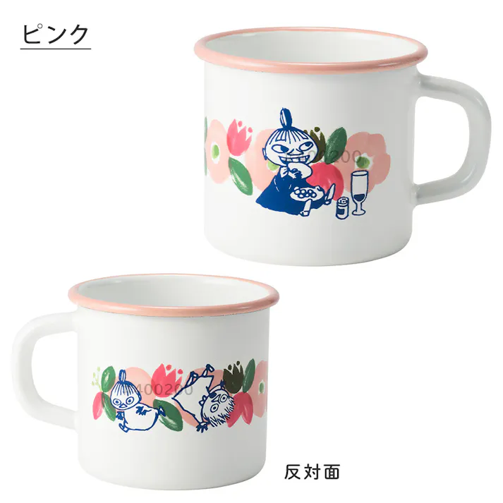 ムーミン フラワーガーデン ホーロー マグ 270ml 7cm 富士ホーロー【琺瑯 ほうろう 食器 直火 オーブン調理 アウトドア キャラクター グッズ】 ピンク