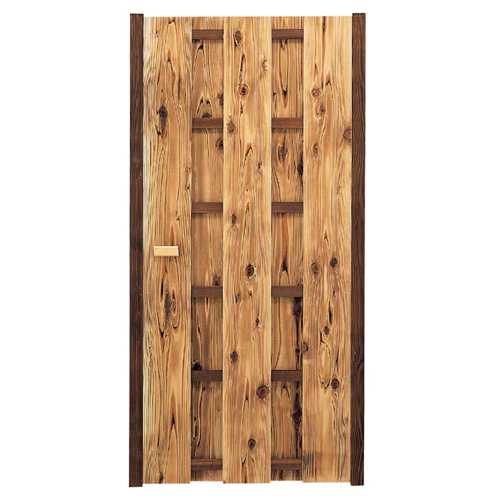 天然素材・国産品 焼大和張木戸W750xH1500mm左取手