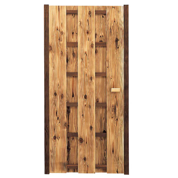 天然素材・国産品 焼大和張木戸W750xH1700mm右取手
