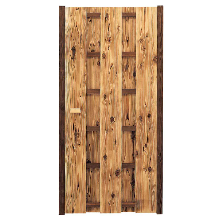 天然素材・国産品 焼大和張木戸W750xH1800mm左取手