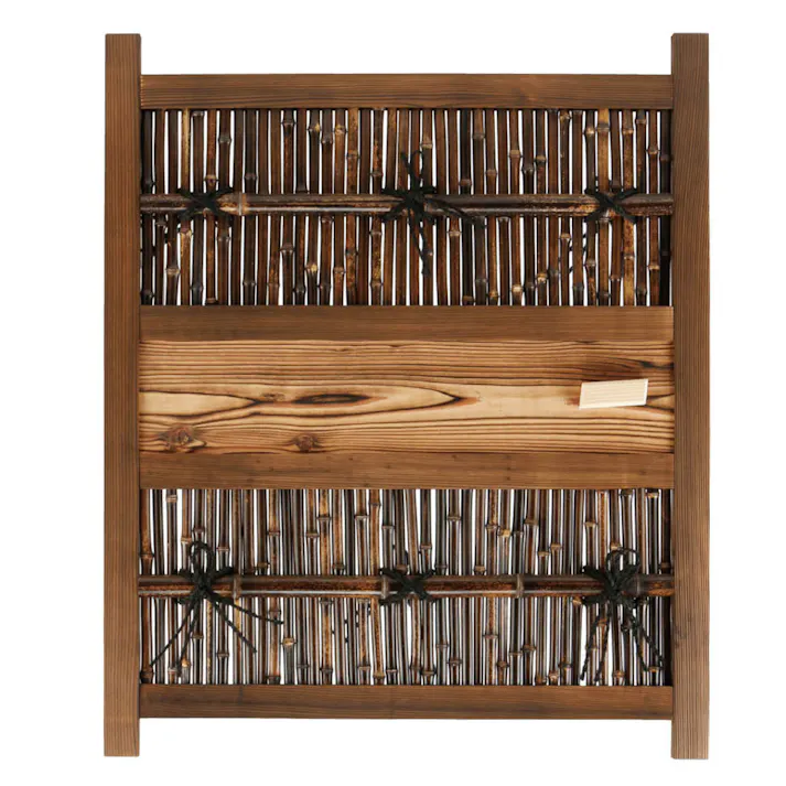 天然素材・国産品 黒竹二段木戸W750xH900mm右取手