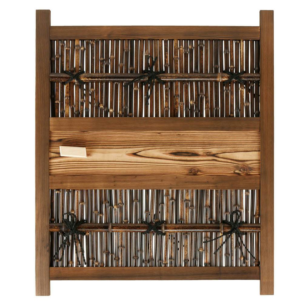 天然素材・国産品 黒竹二段木戸W750xH1350mm左取手 木製ラティス 天然素材・国産品 黒竹二段木戸W750xH1350mm左取手 木製ラティス