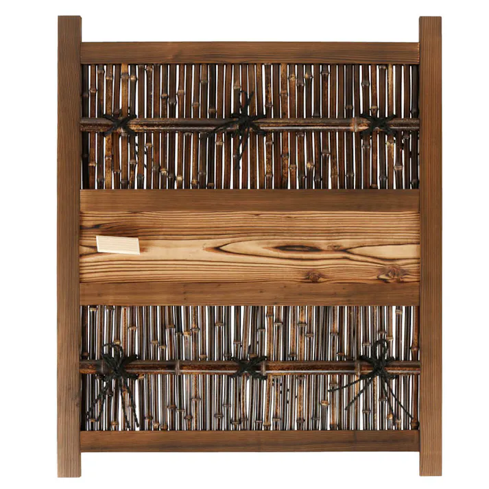 天然素材・国産品 黒竹二段木戸W750xH1500mm左取手