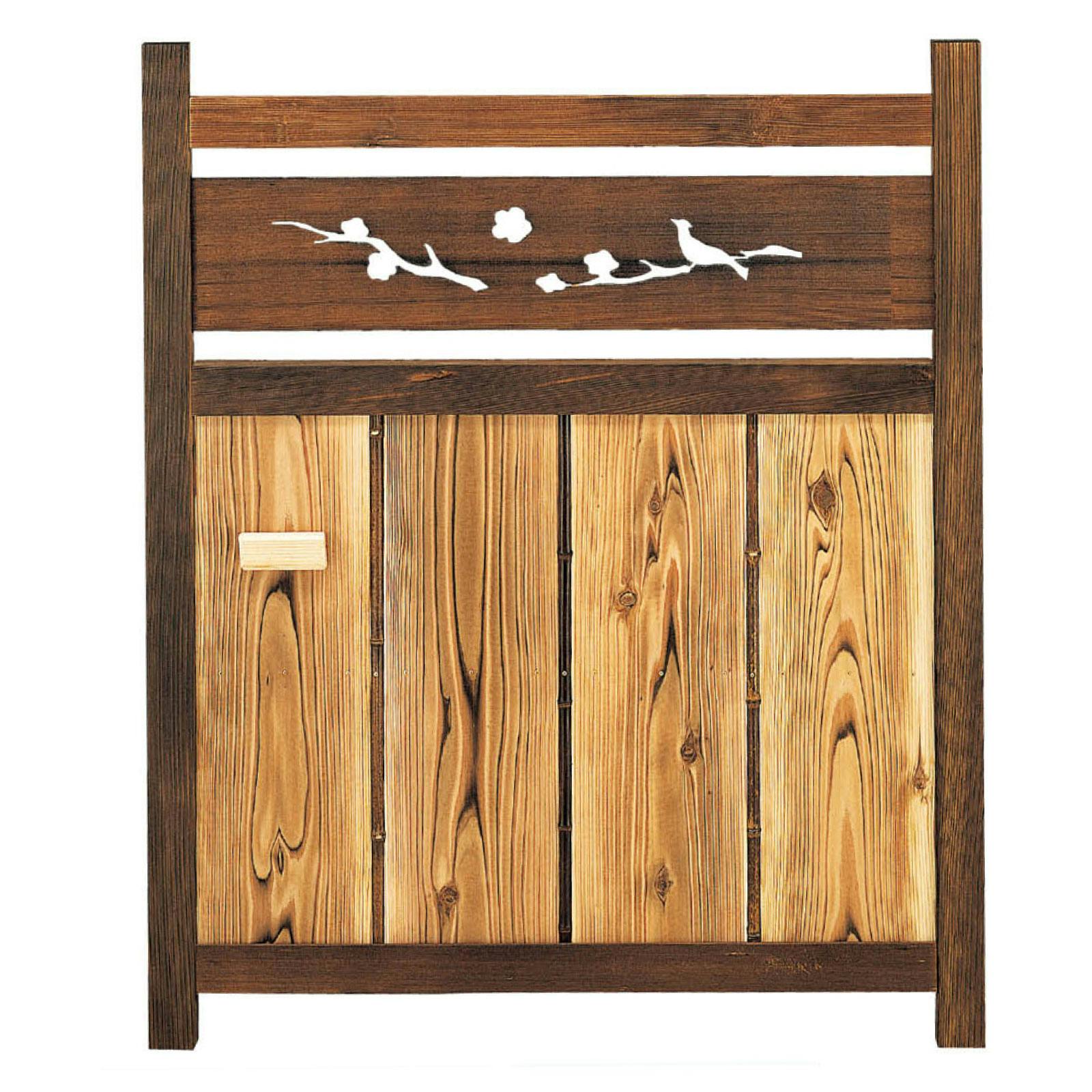 天然素材・国産品　ランマ・梅・うぐいす木戸W750ｘH900mm左取手