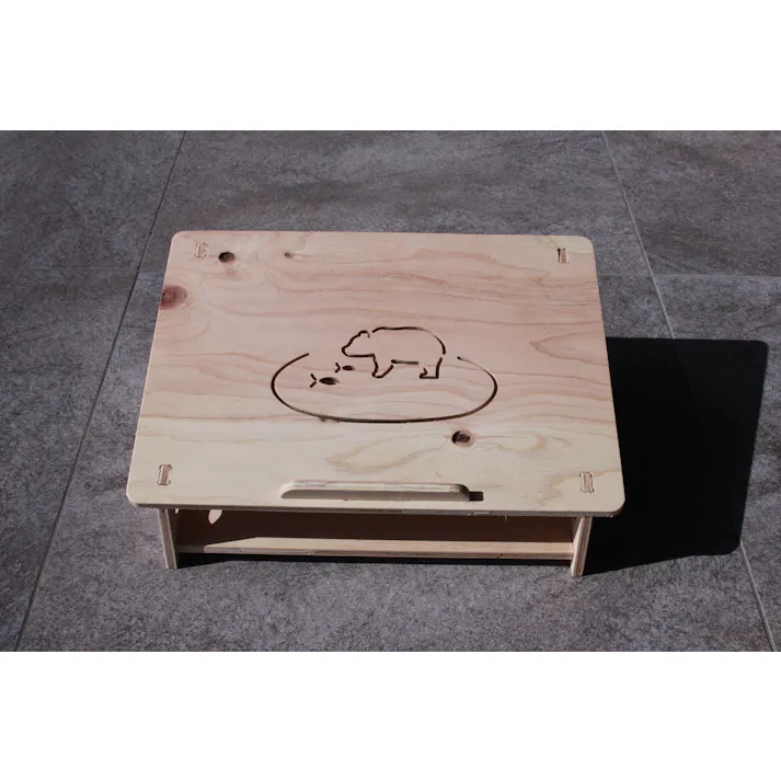 DIY 組立 木目 仲良し クマとサカナ パソコンスタンド re:LIFE里庄BASE 【CDM MP】