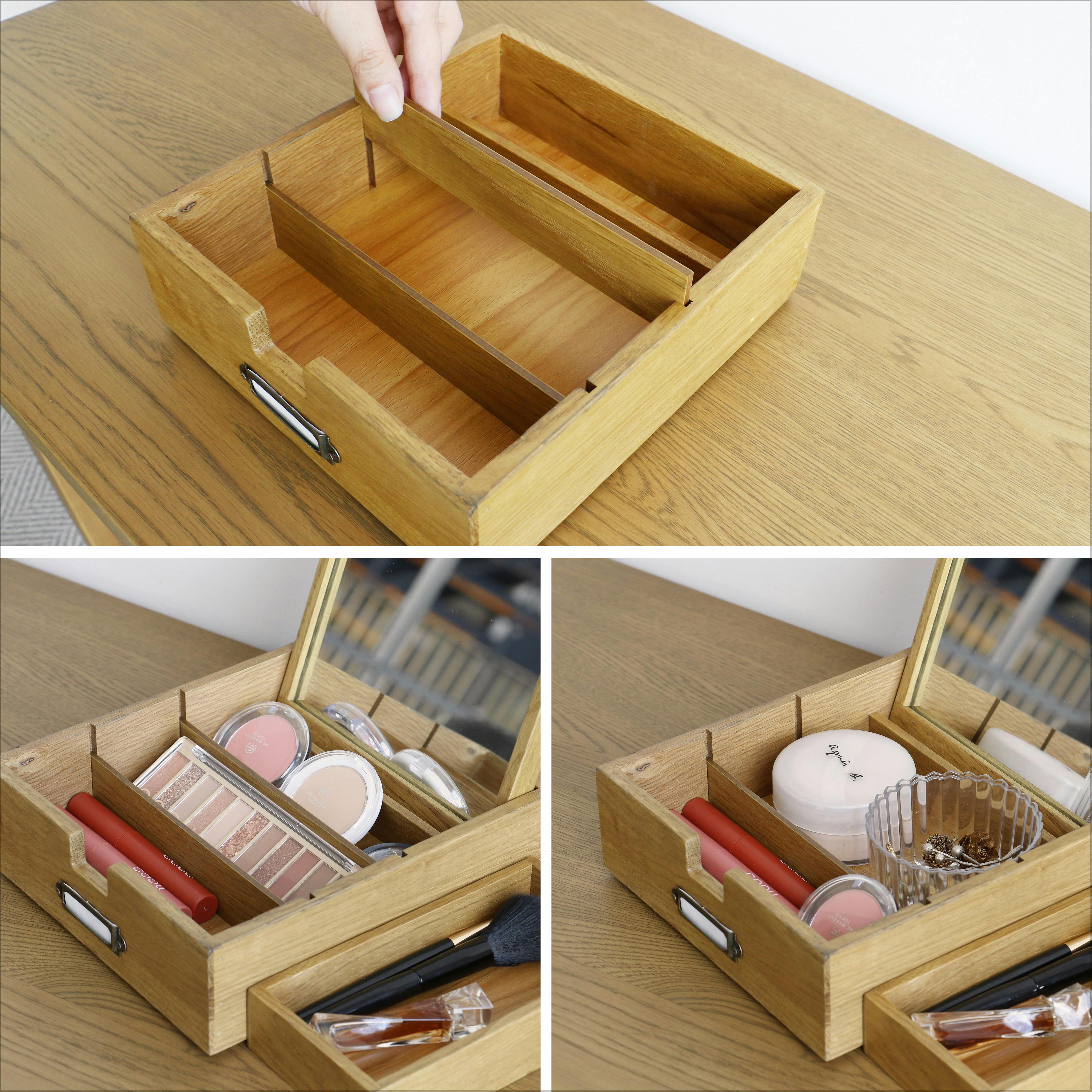 メイクボックス　大小　ヴィンテージ 天然木の美しさと機能性を一体-Wooden Cosme Box コスメボックス