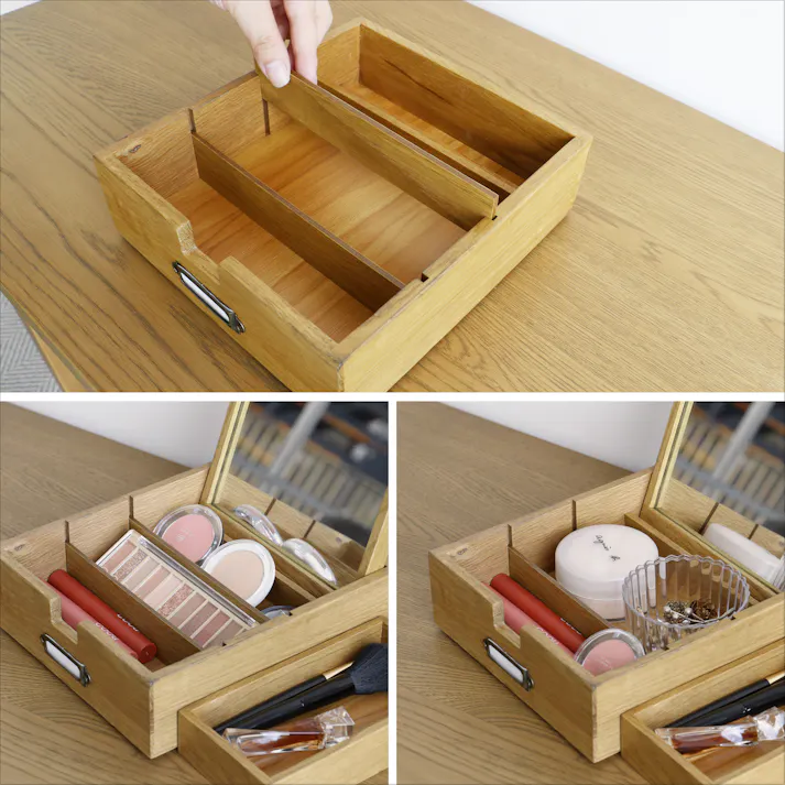 -天然木の美しさと機能性を一体-Wooden Cosme Box コスメボックス ヴィンテージナチュラル