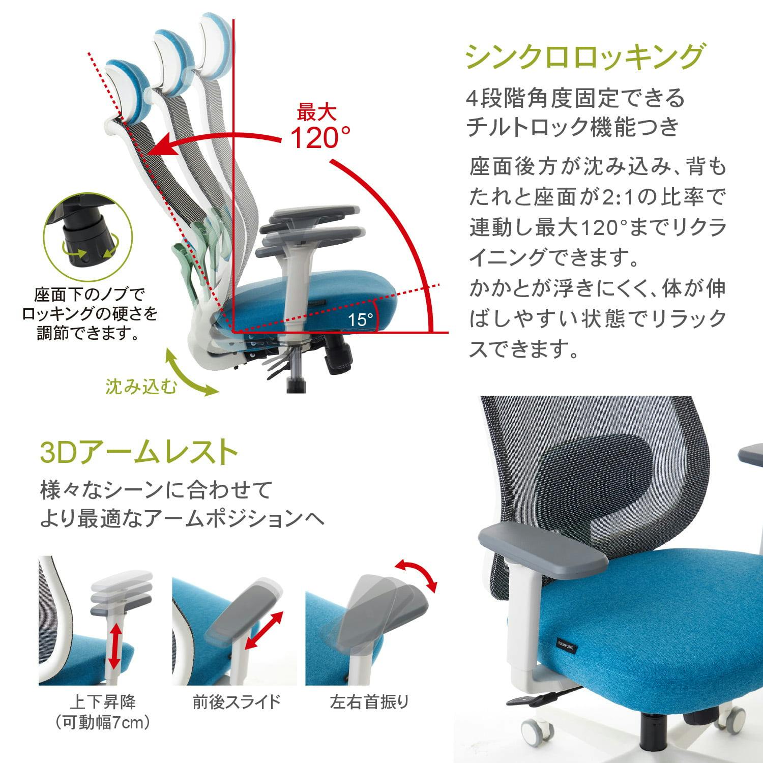 ROOM WORKS (ルームワークス) M2ホワイト ワークチェア デスクチェア