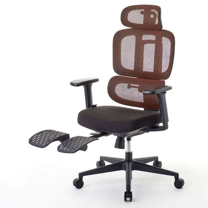 ROOM WORKS (ルームワークス) M6 多機能ファブリックメッシュワークチェア デスクチェア オフィスチェア PCチェア 低座面 モールド座面 シートスライド フットレスト RM6-BR ブラウン