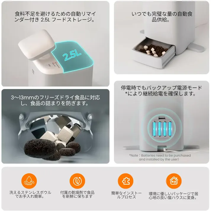 猫用スマートコンパニオンロボット OSitter AI 360ビュー 見守りカメラ 自動給餌器
