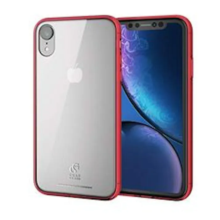 iPhone XR ケース ガラス スタンダード クリアレッド PM-A18CHVCG1RD 目安在庫=△