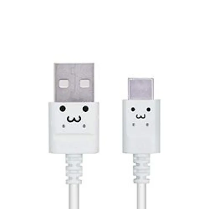 スマホUSBケーブル USB(A-C) スリムカラフル 0.3m ホワイトフェイス