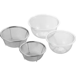 ニューキッチンベーシック クリアなボウル&ザル 4個セット