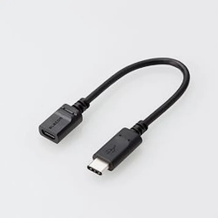 スマートフォン用USBケーブル USB2.0 (microBメス-C) 0.15m 認証 黒 目安在庫=△