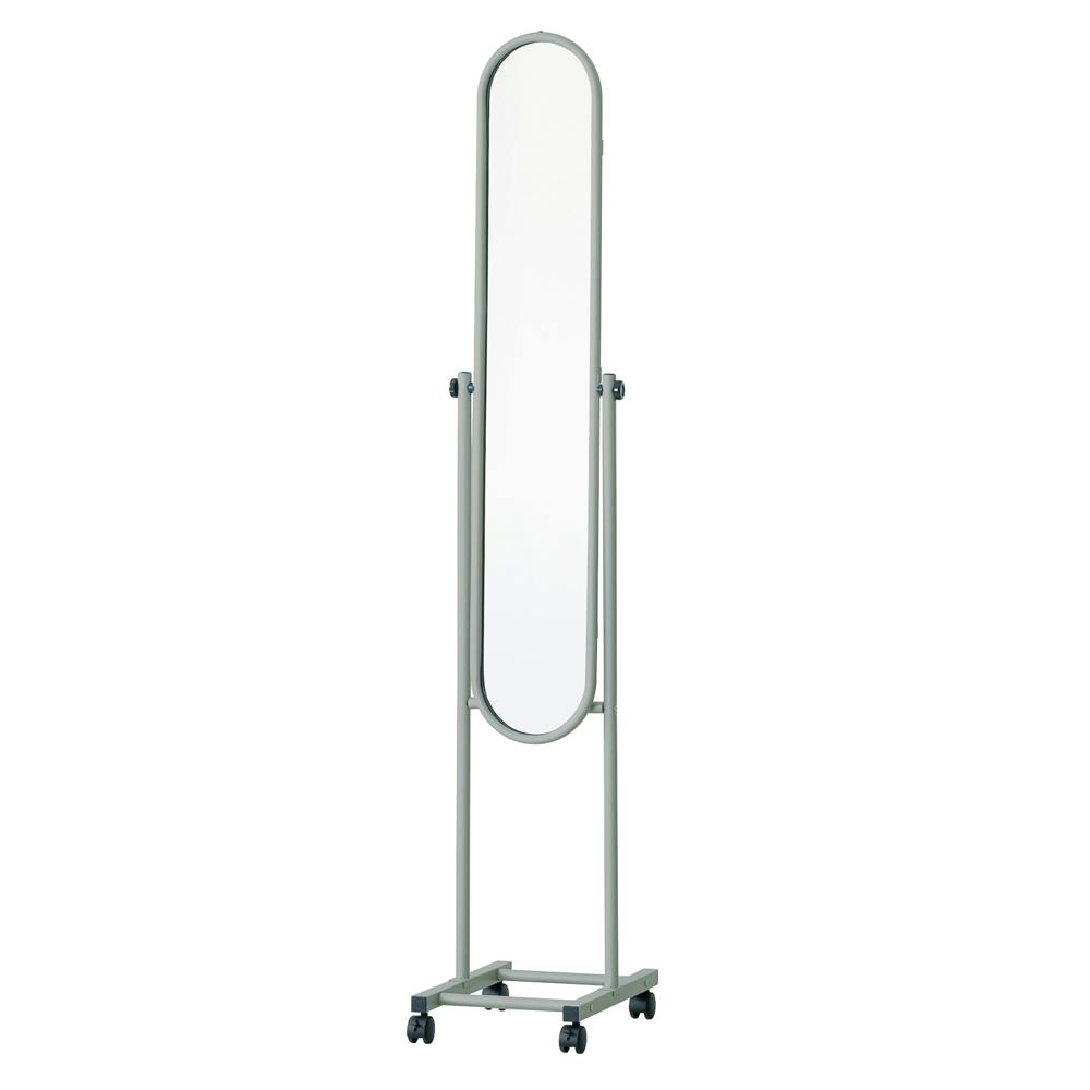 パイプスタンドミラー(キャスター付)(グレー)】 幅30cm×高さ157cm