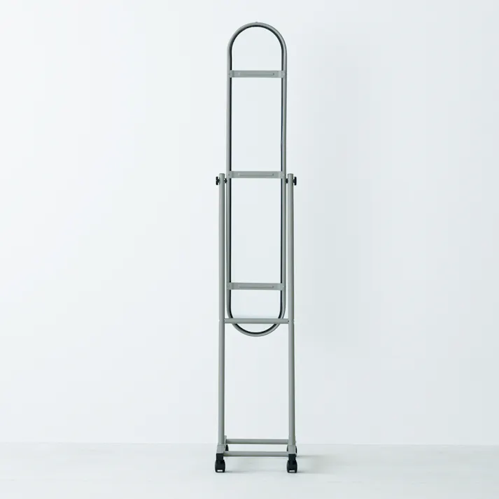 【パイプスタンドミラー(キャスター付)(グレー)】 幅30cm×高さ157cm ミラー 鏡 姿見 スリム スタンドミラー 全身 韓国インテリア 角度調節可能 組立品