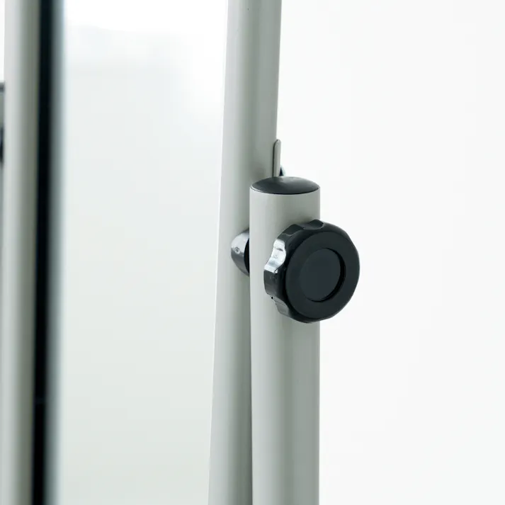 【パイプスタンドミラー(キャスター付)(グレー)】 幅30cm×高さ157cm ミラー 鏡 姿見 スリム スタンドミラー 全身 韓国インテリア 角度調節可能 組立品