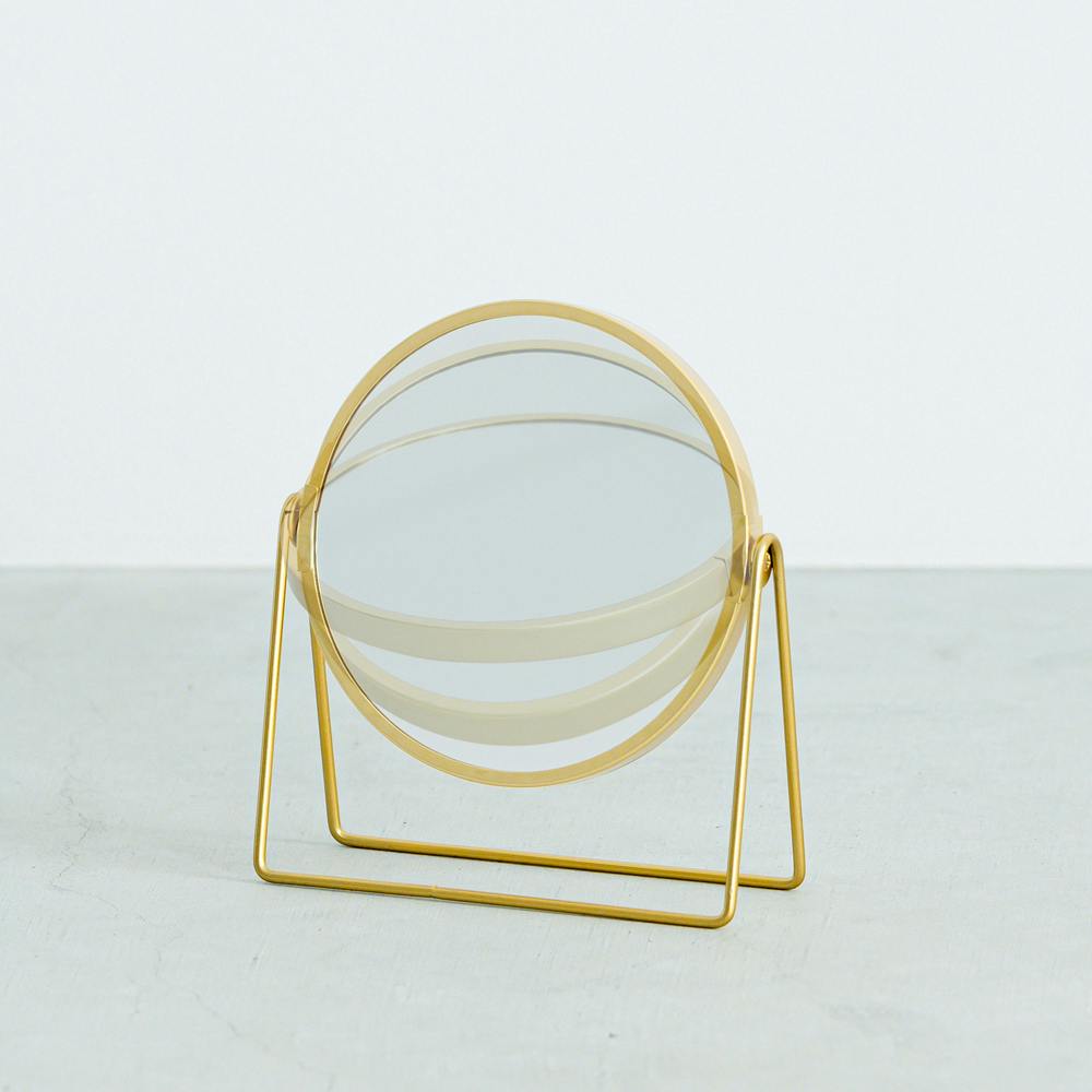 3倍鏡付卓上ミラーLINO(ロータイプ)】 メイク ヴィンテージ 置き型