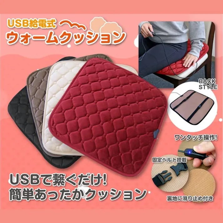 60182 USB給電式ウォームクッション(レッド) 4573242551266