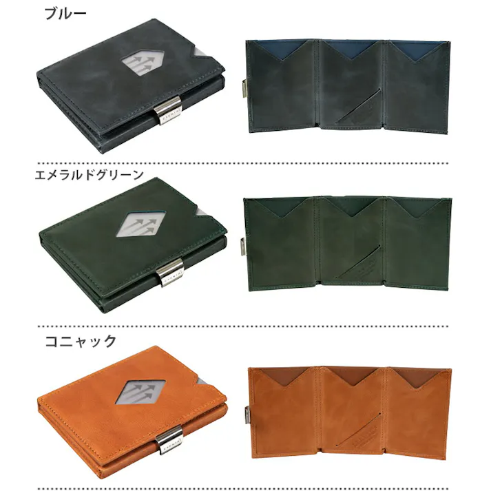 EXENTRI エキセントリ ミニマルウォレット スキミング防止 RFIDブロック【ミニマル財布 三つ折り財布 本革 ミニウォレット カード入れ 定期入れ 薄型 大容量 メンズ レディース】 ブラック