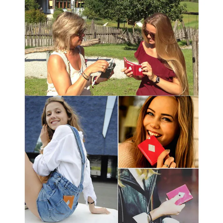 EXENTRI エキセントリ ミニマルウォレット スキミング防止 RFIDブロック【ミニマル財布 三つ折り財布 本革 ミニウォレット カード入れ 定期入れ 薄型 大容量 メンズ レディース】 ブルー