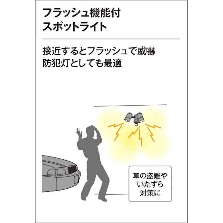 オーデリック エクステリア LEDスポットライト 高演色 人感センサー 白熱灯50W×2灯相当 防雨型 フラッシュ機能付 電球色 黒色サテン:OG254637LR 4905090920251