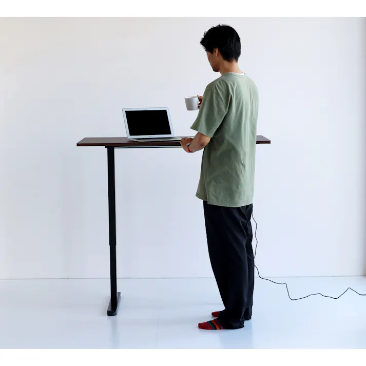 電動昇降デスク 在宅 オフィスデスク ブラウンブラック