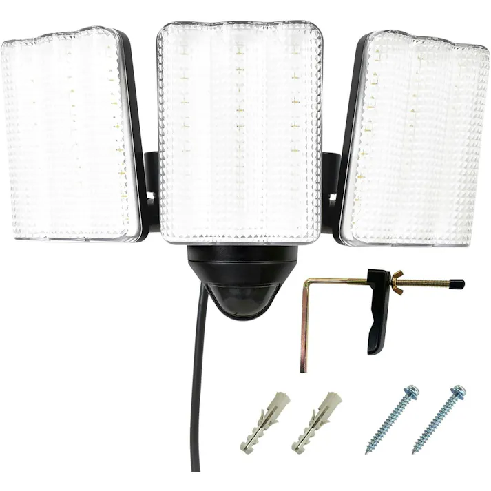 大進 人感 センサーライト AC100V コンセント式 屋外用 3灯式 屋外 LED 防雨 暗くなると点灯 防犯ライト DLA-17T300