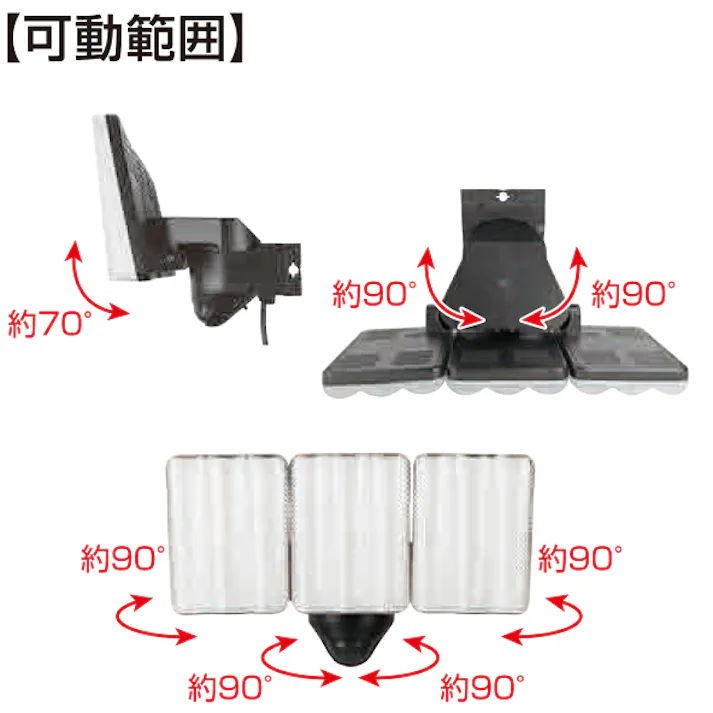 大進 人感 センサーライト AC100V コンセント式 屋外用 3灯式 屋外 LED 防雨 暗くなると点灯 防犯ライト DLA-17T300