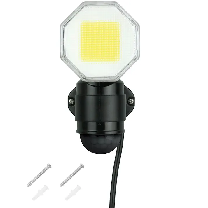 大進 センサーライト AC100V コンセント式 屋外用 1灯式 LED 防雨 人感 暗くなると点灯 防犯ライト DLA-18T100