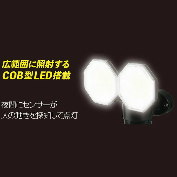 大進 センサーライト AC 100V コンセント式 屋外用 2灯式 LED 防雨 人感 暗くなると点灯 防犯ライト DLA-18T200