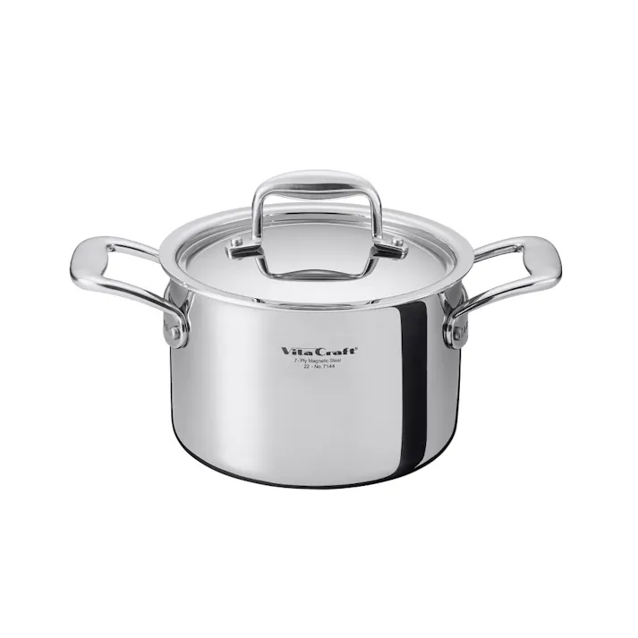 ビタクラフト Nシリーズ 両手鍋 18cm ガス火 IH対応 No.7144【無水調理 鍋 IH 直火 全面7層構造 ステンレス アルミ 調理器具 10年保証】