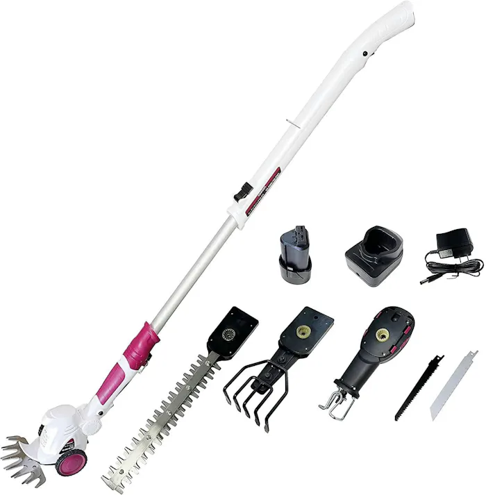 4WAYガーデンマジック ヘッジトリマー 芝刈り ノコギリ 土起こし 高枝 充電式 バッテリー式 4570000081669