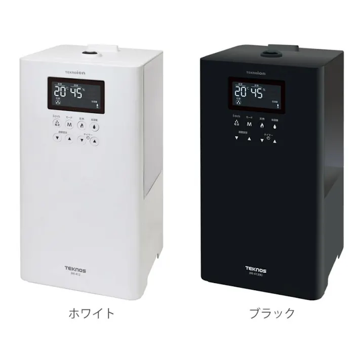 加湿器 ハイブリッド加湿器 4L 卓上 上部給水 空気清浄機 消臭 除菌 大容量 タイマー 湿度調節 ハイブリッド式 超音波 + ヒーター式 超音波加湿器 テクノイオン マイナスイオン ウイルス対策 乾燥対策 花粉対策 TEKNOS テクノス JHI-413-K ブラック