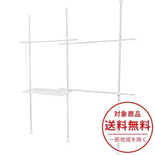 突っ張り棒 ハンガーラック 2段 幅170-220cm 伸縮 耐荷重100kg 高さ調節 天井突っ張り式 つっぱり棒 ロング ポールハンガー 強力 服 衣類 収納 部屋干し 室内物干し 物干し竿 洗濯物 一人暮らし 新生活 白 ホワイト SunRuck SR-TH03SL