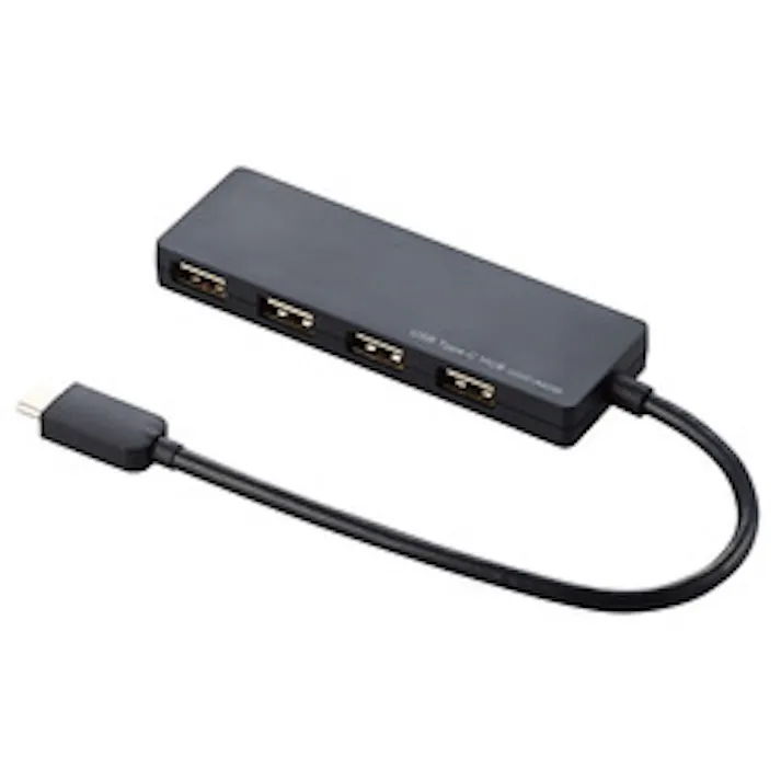 USBHUB2.0 Type-C Aメス4ポート バスパワー 15cmケーブル ブラック メーカー在庫品