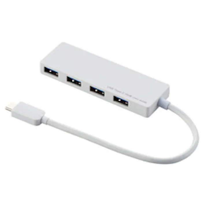 USBHUB3.1 Gen1 Type-C Aメス4ポート バスパワー 15cmケーブル ホワイト