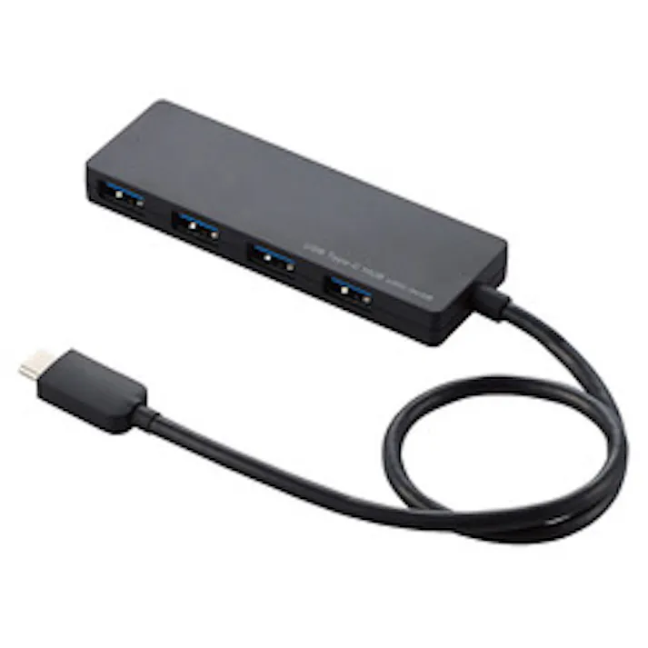 USBHUB3.1 Gen1 Type-C Aメス4ポート バスパワー 30cmケーブル ブラック メーカー在庫品