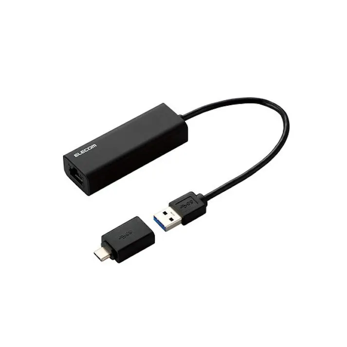 有線LAN アダプタ USB 3.1 ギガビット 2.5Gbps対応 タイプC アダプタ付 ブラック