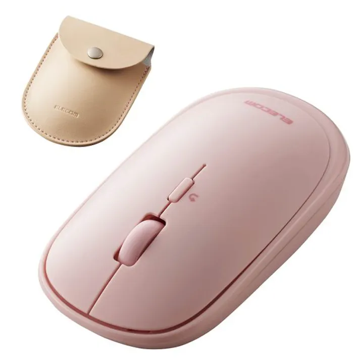 超薄型 BlueLEDマウス Bluetooth対応 4ボタン ポーチ付かわいい ピンク メーカー在庫品