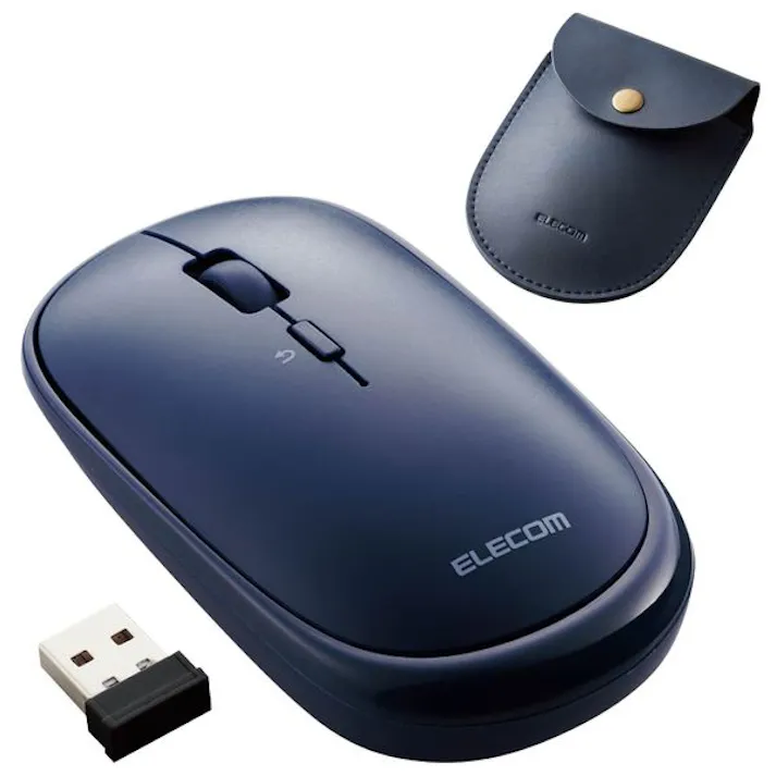 超軽量設計 BlueLEDマウス 薄型 無線 4ボタン ポーチ付 かわいい おしゃれ ブルー